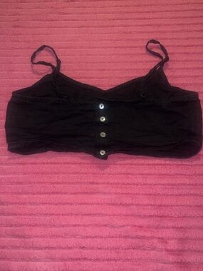Black Button-Front Cropped Cami